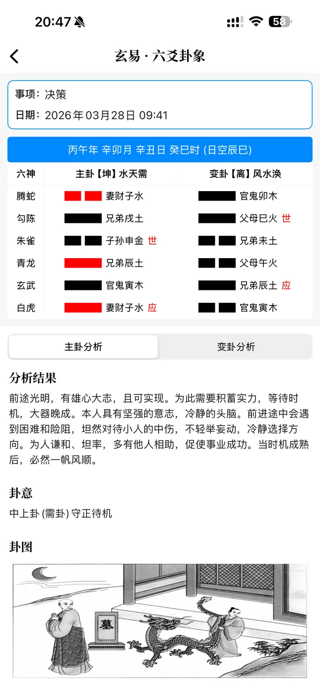 玄易六爻排盘截图